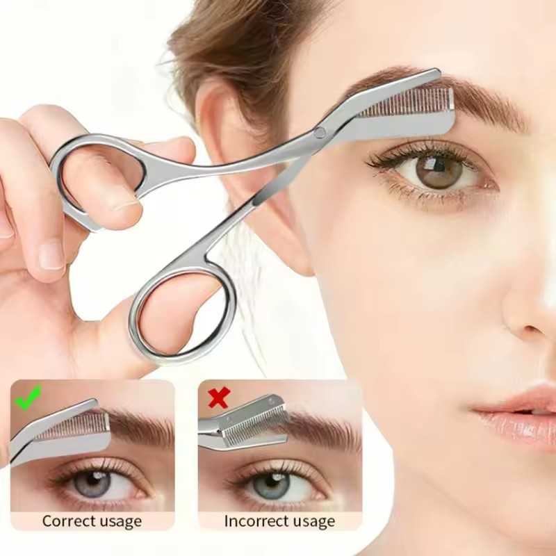 Safe Eyebrow Scissors with Com - Beauty Makeup Salon ulasan dan harga